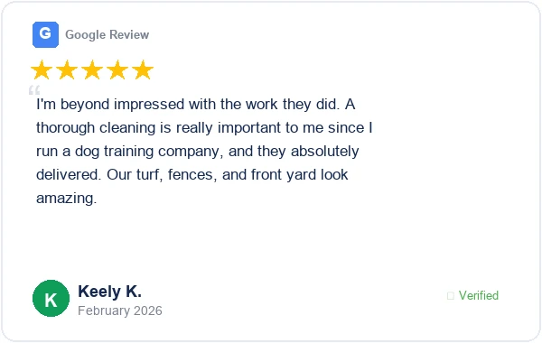 5-star Google review from Keely K. - beyond impressed